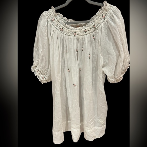 FREE PEOPLE x REVOLVE Atlas Rose Mini Dress Optic White Sheer embroidered M NEW - Picture 1 of 5